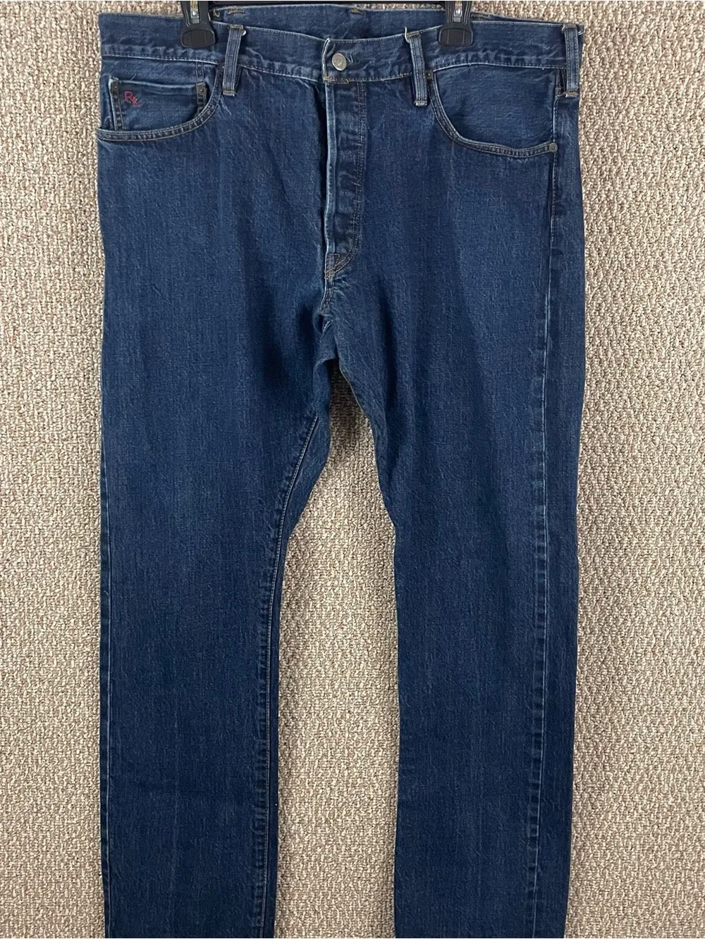 Polo Ralph Lauren Selvedge Jeans Mens 38 x 32 Slim Straight Dark Wash Denim 135